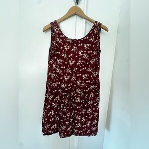 Pull&Bear A line Burgundy Floral Mini Dress with low back, so chic!